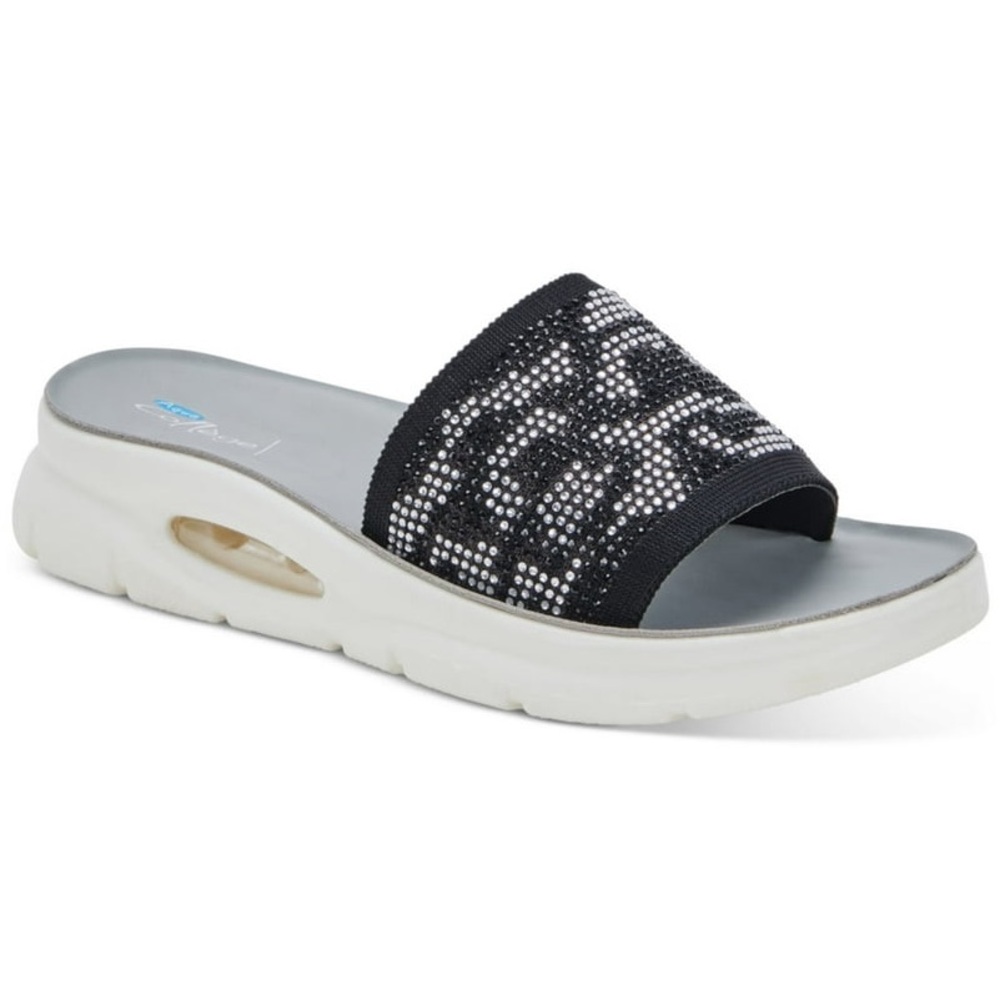 NWT NIB Aqua Collage Stylish Black w rhinestones Slide Sandals Womens Sz 6 - Picture 1 of 14